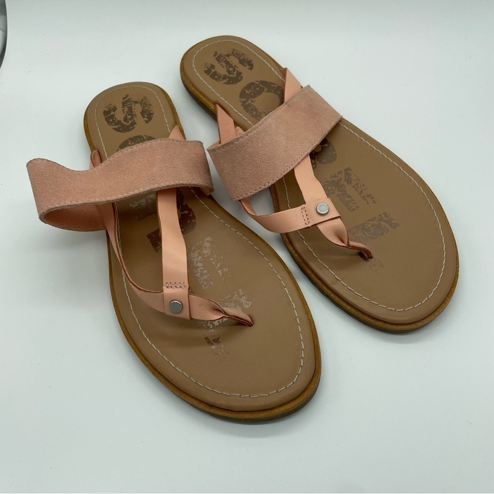 Sorel Pink and Tan Ella II Easy Flip Sandal